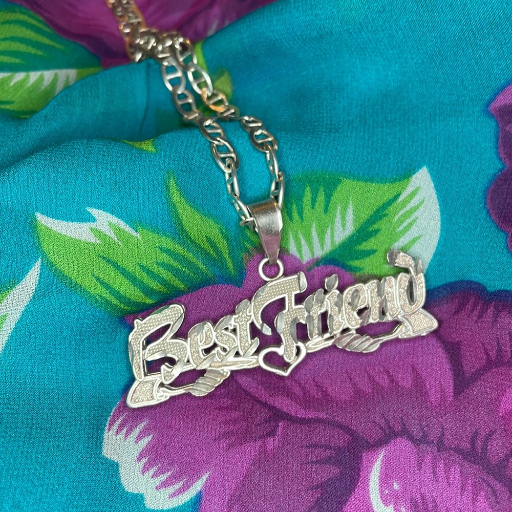 Best friend necklace Sterling silver double plated best friend nameplate